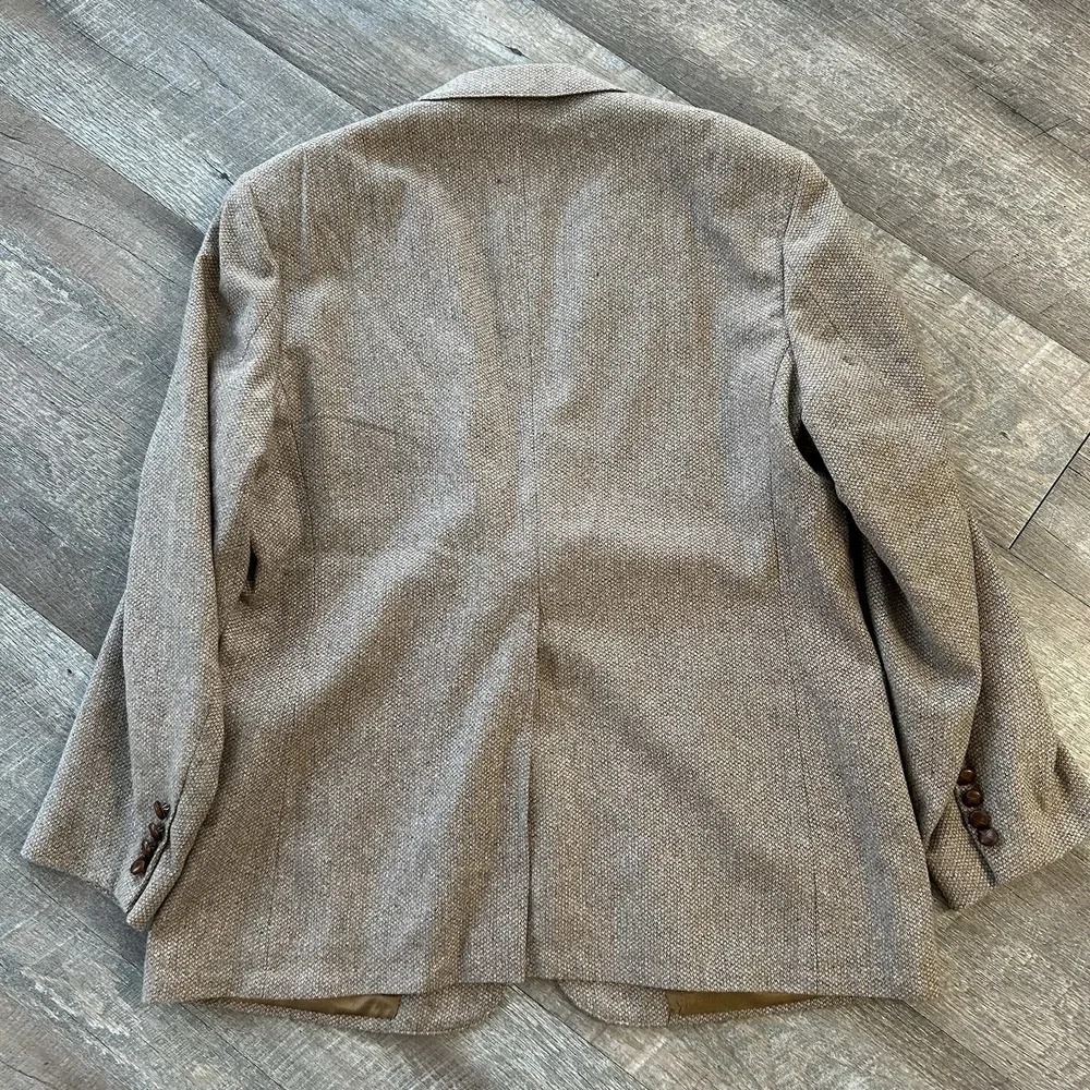 Levis Blazer Mens 46R VTG 80s Western Wool Brown Houndstooth Suit Jacket
